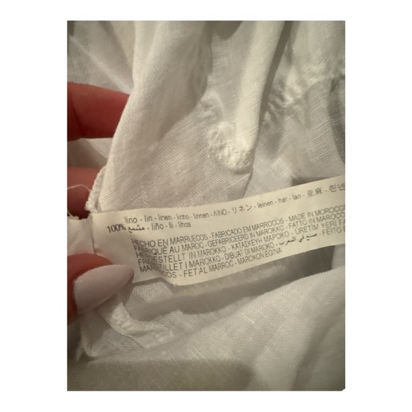 ZARA Oversized White Linen Button Down Shirt Sz XS Summer Lightweight Neutral - Picture 9 of 14